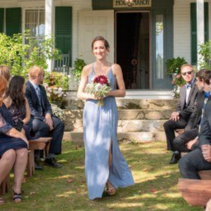 Tulle and Chantilly Dusty Blue Bridesmaid Gown